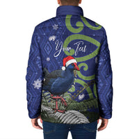 Personalized New Zealand Pukeko Christmas Padded Jacket Meri Kirihimete Taniko Ponga Koru Blue - Polynesian Pride