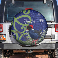 Personalized New Zealand Pukeko Christmas Spare Tire Cover Meri Kirihimete Taniko Ponga Koru Blue - Polynesian Pride