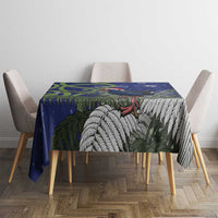 Personalized New Zealand Pukeko Christmas Tablecloth Meri Kirihimete Taniko Ponga Koru Blue - Polynesian Pride