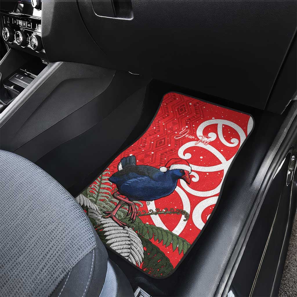 Personalized New Zealand Pukeko Christmas Car Mats Meri Kirihimete Taniko Ponga Koru Red - Polynesian Pride