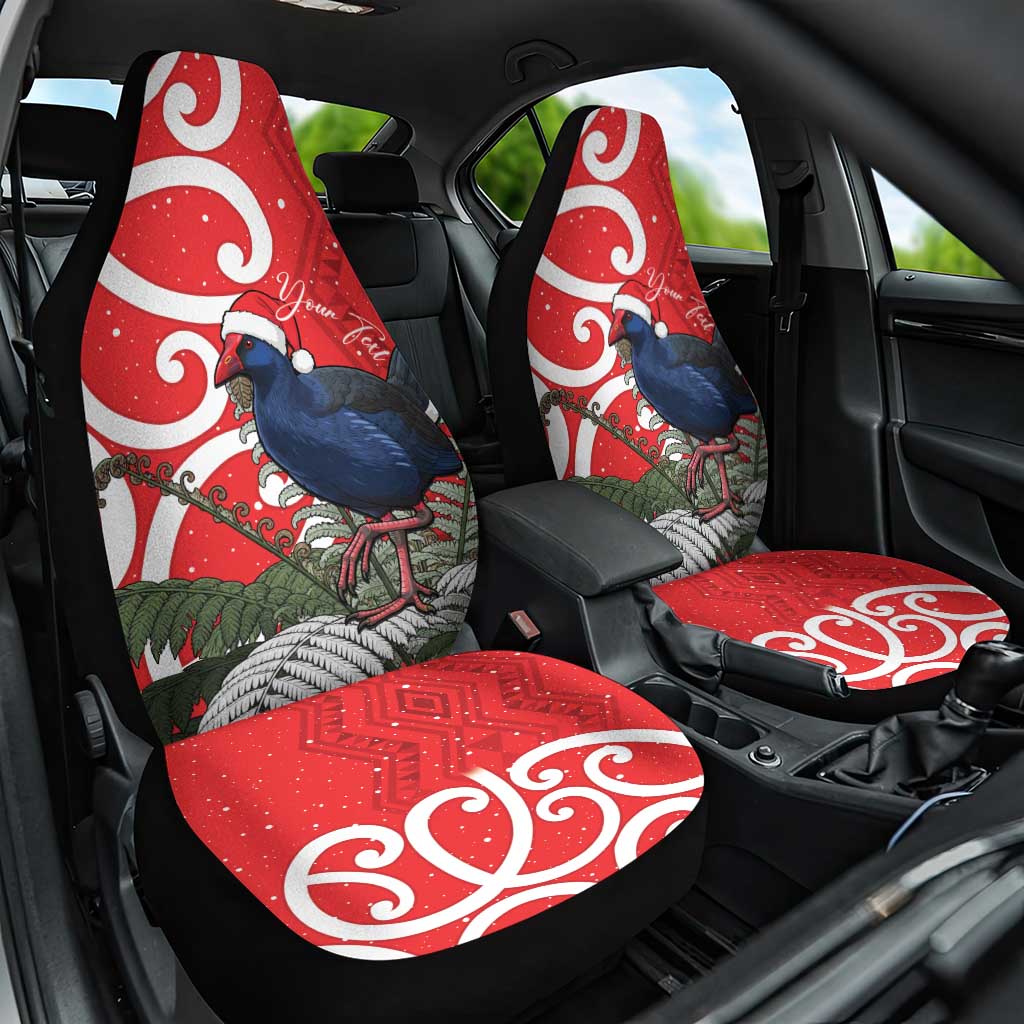 Personalized New Zealand Pukeko Christmas Car Seat Cover Meri Kirihimete Taniko Ponga Koru Red - Polynesian Pride