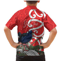 Personalized New Zealand Pukeko Christmas Family Matching Mermaid Dress and Hawaiian Shirt Meri Kirihimete Taniko Ponga Koru Red LT14 - Polynesian Pride