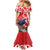 Personalized New Zealand Pukeko Christmas Family Matching Mermaid Dress and Hawaiian Shirt Meri Kirihimete Taniko Ponga Koru Red - Polynesian Pride