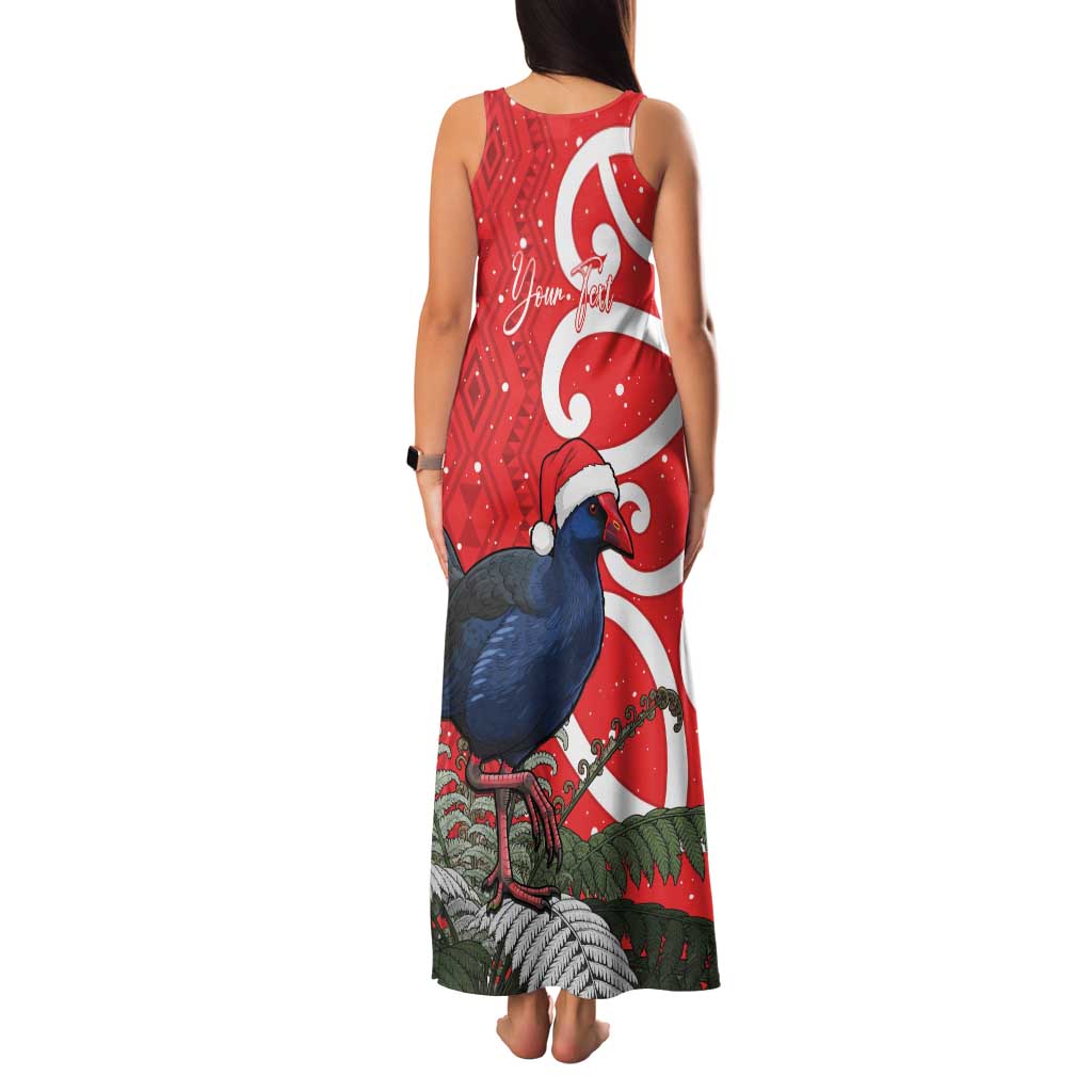 Personalized New Zealand Pukeko Christmas Family Matching Tank Maxi Dress and Hawaiian Shirt Meri Kirihimete Taniko Ponga Koru Red - Polynesian Pride