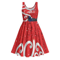 Personalized New Zealand Pukeko Christmas Midi Dress Meri Kirihimete Taniko Ponga Koru Red - Polynesian Pride