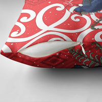 Personalized New Zealand Pukeko Christmas Pillow Cover Meri Kirihimete Taniko Ponga Koru Red - Polynesian Pride