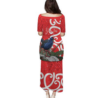 Personalized New Zealand Pukeko Christmas Puletasi Meri Kirihimete Taniko Ponga Koru Red - Polynesian Pride