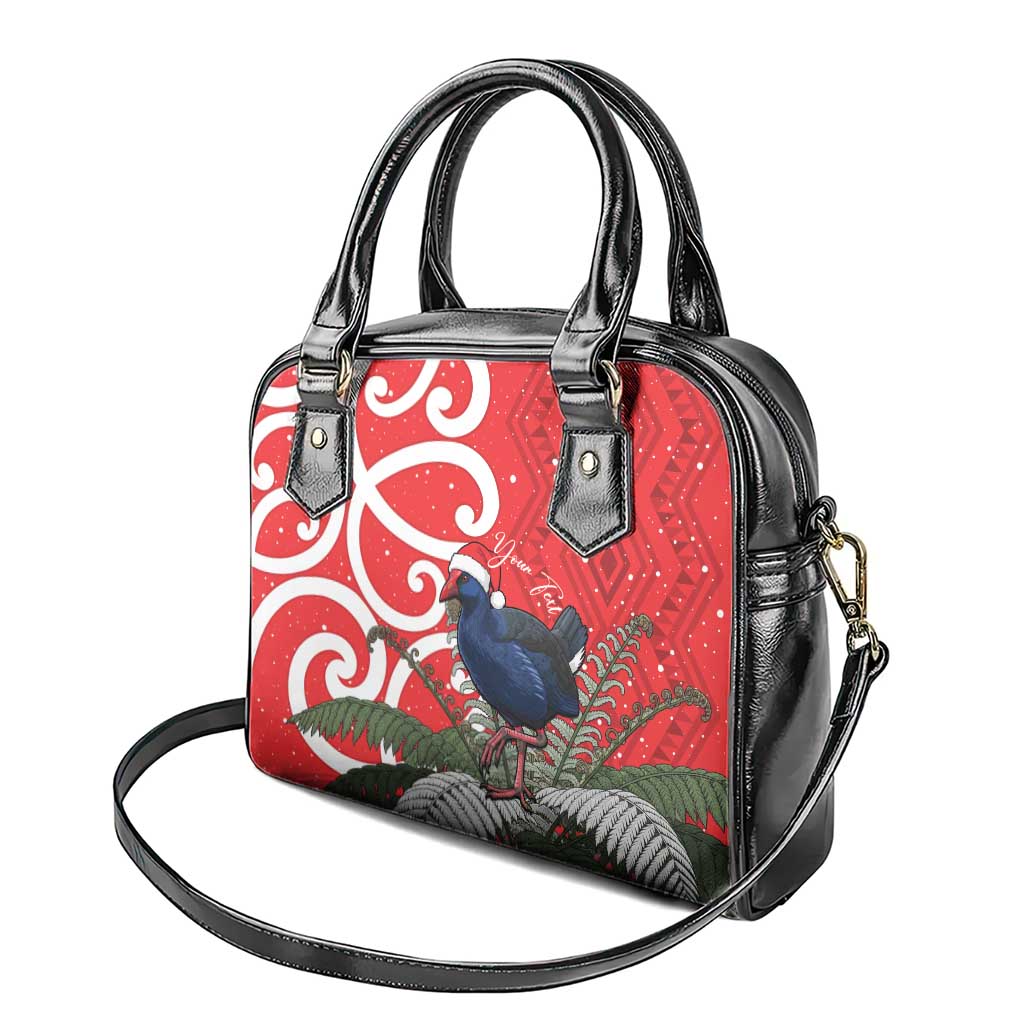 Personalized New Zealand Pukeko Christmas Shoulder Handbag Meri Kirihimete Taniko Ponga Koru Red - Polynesian Pride