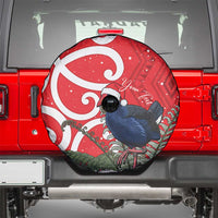 Personalized New Zealand Pukeko Christmas Spare Tire Cover Meri Kirihimete Taniko Ponga Koru Red - Polynesian Pride