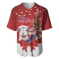 Personalized New Zealand Sheep Christmas Baseball Jersey Hipi Meri Kirihimete Silver Fern Xmas Tree - Polynesian Pride