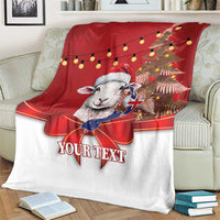 Personalized New Zealand Sheep Christmas Blanket Hipi Meri Kirihimete Silver Fern Xmas Tree - Polynesian Pride