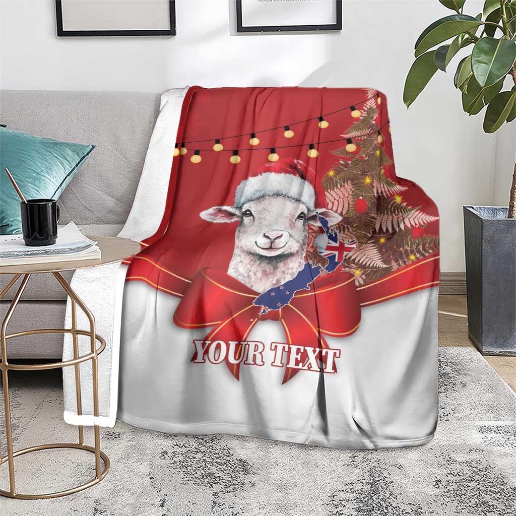 Personalized New Zealand Sheep Christmas Blanket Hipi Meri Kirihimete Silver Fern Xmas Tree - Polynesian Pride