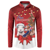 Personalized New Zealand Sheep Christmas Button Sweatshirt Hipi Meri Kirihimete Silver Fern Xmas Tree - Polynesian Pride