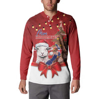 Personalized New Zealand Sheep Christmas Button Sweatshirt Hipi Meri Kirihimete Silver Fern Xmas Tree - Polynesian Pride