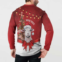 Personalized New Zealand Sheep Christmas Button Sweatshirt Hipi Meri Kirihimete Silver Fern Xmas Tree - Polynesian Pride