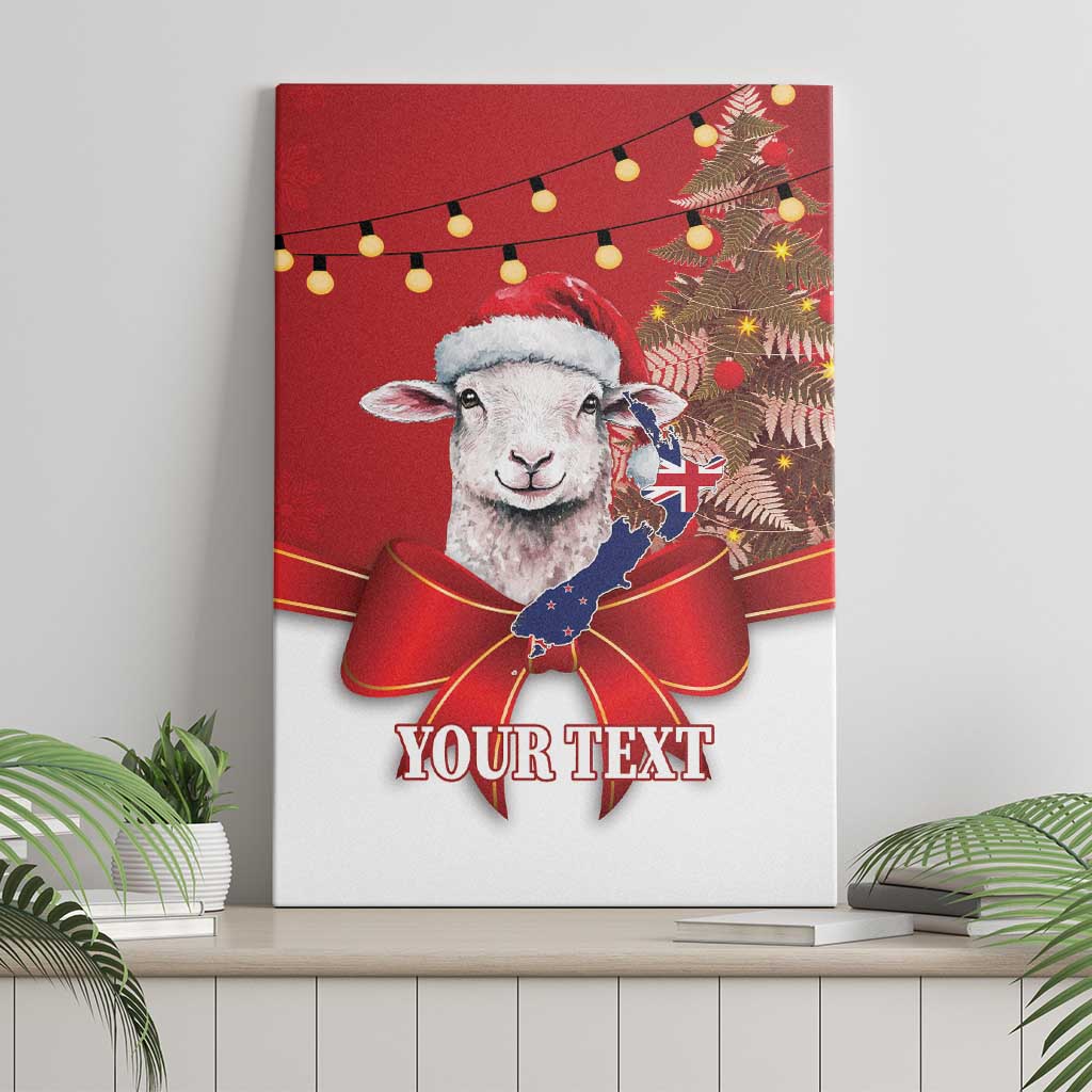 Personalized New Zealand Sheep Christmas Canvas Wall Art Hipi Meri Kirihimete Silver Fern Xmas Tree - Polynesian Pride