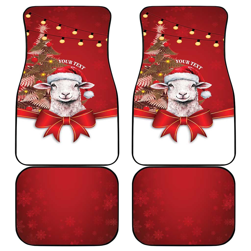 Personalized New Zealand Sheep Christmas Car Mats Hipi Meri Kirihimete Silver Fern Xmas Tree - Polynesian Pride