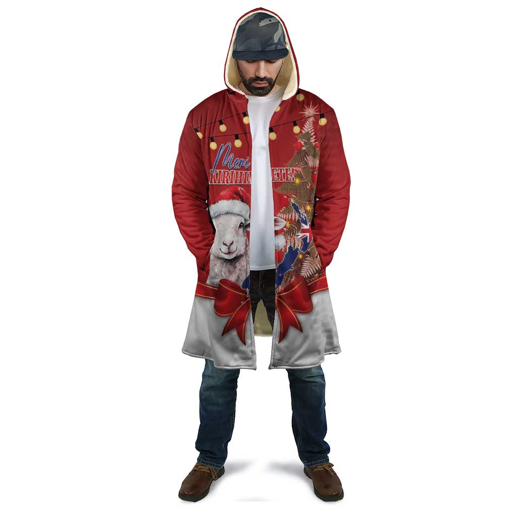 Personalized New Zealand Sheep Christmas Cloak Hipi Meri Kirihimete Silver Fern Xmas Tree - Polynesian Pride