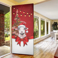 Personalized New Zealand Sheep Christmas Door Cover Hipi Meri Kirihimete Silver Fern Xmas Tree - Polynesian Pride