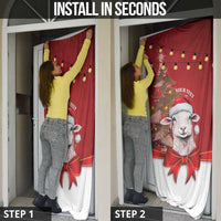 Personalized New Zealand Sheep Christmas Door Cover Hipi Meri Kirihimete Silver Fern Xmas Tree - Polynesian Pride