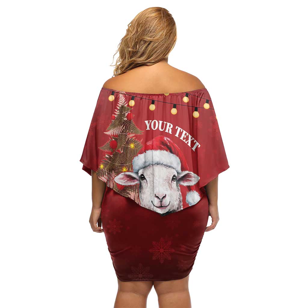 Personalized New Zealand Sheep Christmas Family Matching Off Shoulder Short Dress and Hawaiian Shirt Hipi Meri Kirihimete Silver Fern Xmas Tree - Polynesian Pride
