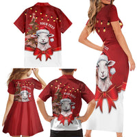 Personalized New Zealand Sheep Christmas Family Matching Short Sleeve Bodycon Dress and Hawaiian Shirt Hipi Meri Kirihimete Silver Fern Xmas Tree - Polynesian Pride