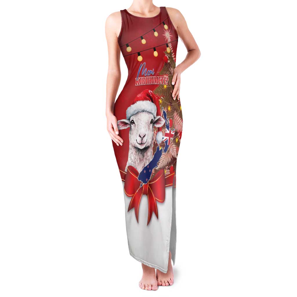 Personalized New Zealand Sheep Christmas Family Matching Tank Maxi Dress and Hawaiian Shirt Hipi Meri Kirihimete Silver Fern Xmas Tree - Polynesian Pride