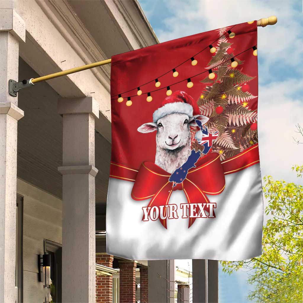 Personalized New Zealand Sheep Christmas Garden Flag Hipi Meri Kirihimete Silver Fern Xmas Tree - Polynesian Pride