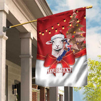 Personalized New Zealand Sheep Christmas Garden Flag Hipi Meri Kirihimete Silver Fern Xmas Tree - Polynesian Pride