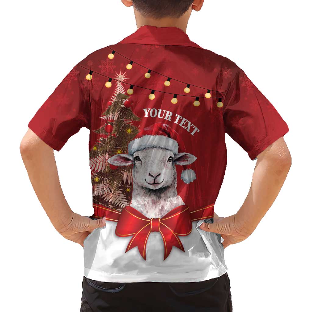 Personalized New Zealand Sheep Christmas Kid Hawaiian Shirt Hipi Meri Kirihimete Silver Fern Xmas Tree - Polynesian Pride