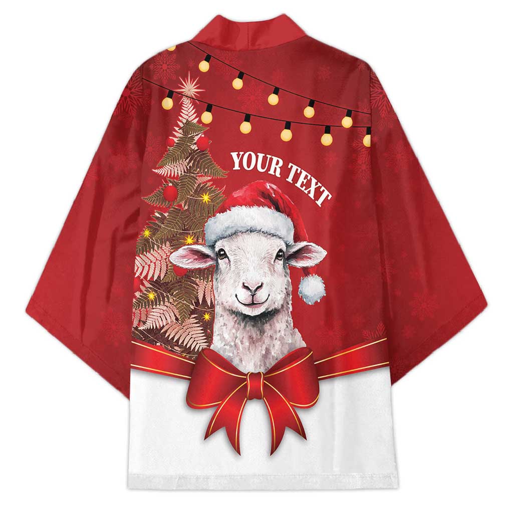Personalized New Zealand Sheep Christmas Kimono Hipi Meri Kirihimete Silver Fern Xmas Tree - Polynesian Pride