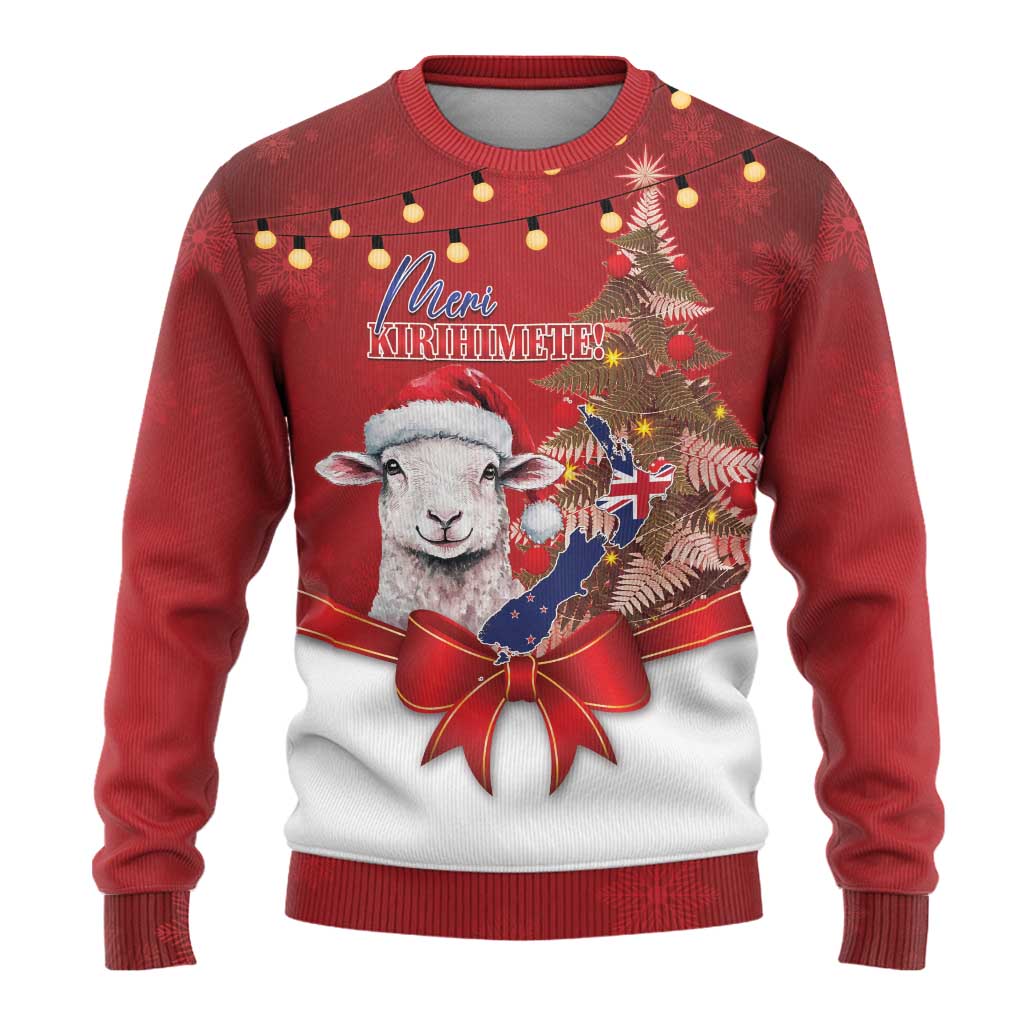 Personalized New Zealand Sheep Christmas Ugly Christmas Sweater Hipi Meri Kirihimete Silver Fern Xmas Tree - Polynesian Pride