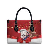 Personalized New Zealand Sheep Christmas Leather Bag Hipi Meri Kirihimete Silver Fern Xmas Tree - Polynesian Pride