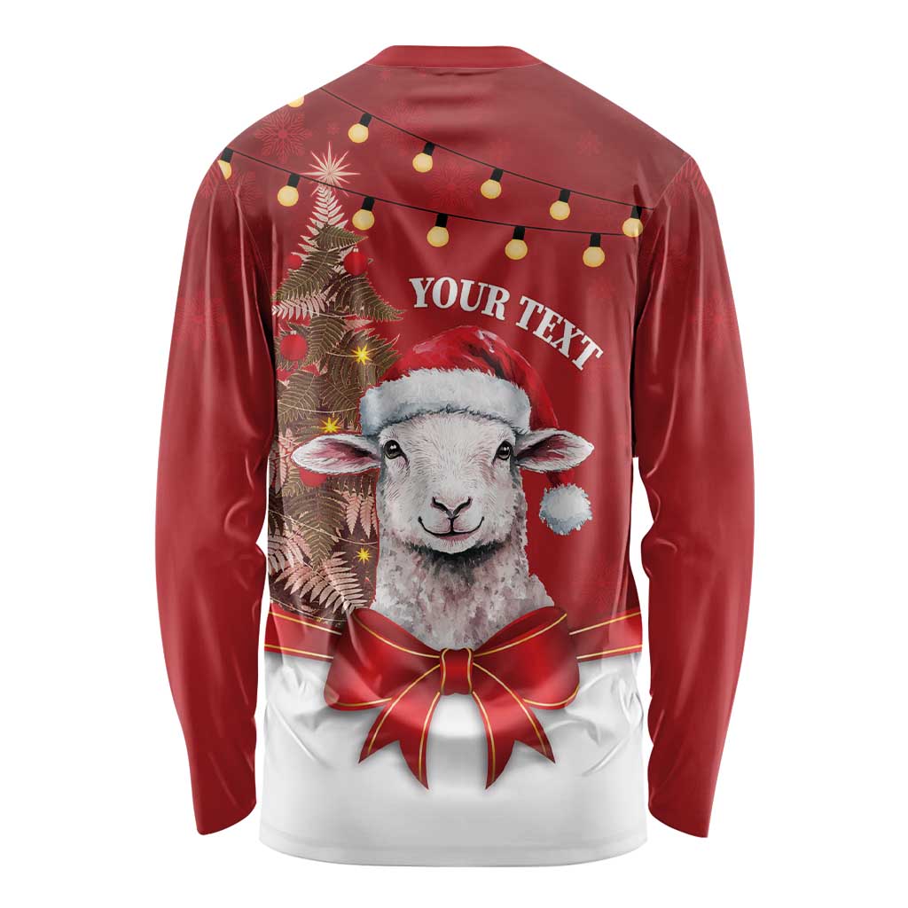 Personalized New Zealand Sheep Christmas Long Sleeve Shirt Hipi Meri Kirihimete Silver Fern Xmas Tree - Polynesian Pride