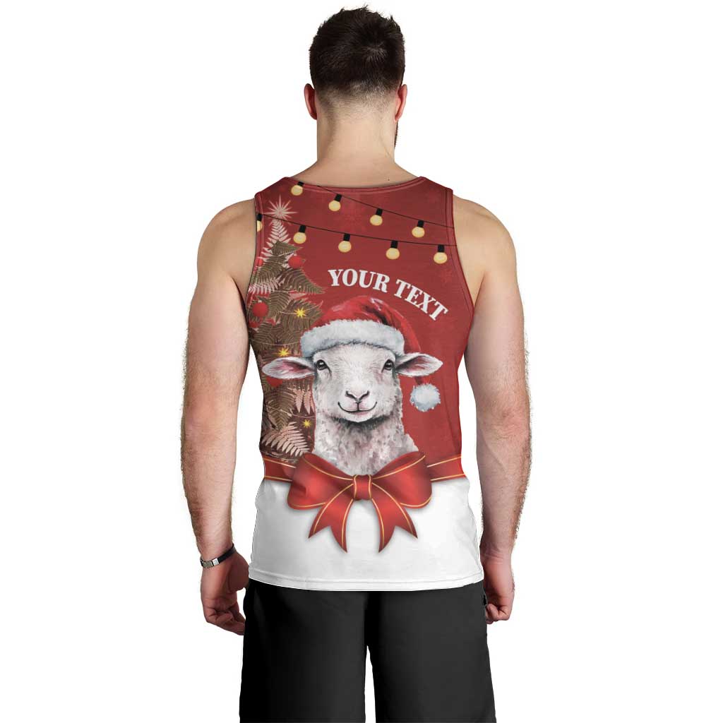 Personalized New Zealand Sheep Christmas Men Tank Top Hipi Meri Kirihimete Silver Fern Xmas Tree - Polynesian Pride