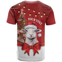 Personalized New Zealand Sheep Christmas T Shirt Hipi Meri Kirihimete Silver Fern Xmas Tree - Polynesian Pride