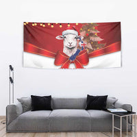 Personalized New Zealand Sheep Christmas Tapestry Hipi Meri Kirihimete Silver Fern Xmas Tree - Polynesian Pride