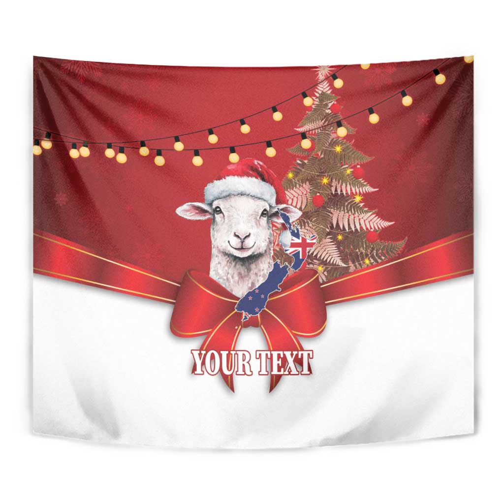 Personalized New Zealand Sheep Christmas Tapestry Hipi Meri Kirihimete Silver Fern Xmas Tree - Polynesian Pride