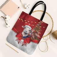 Personalized New Zealand Sheep Christmas Tote Bag Hipi Meri Kirihimete Silver Fern Xmas Tree - Polynesian Pride