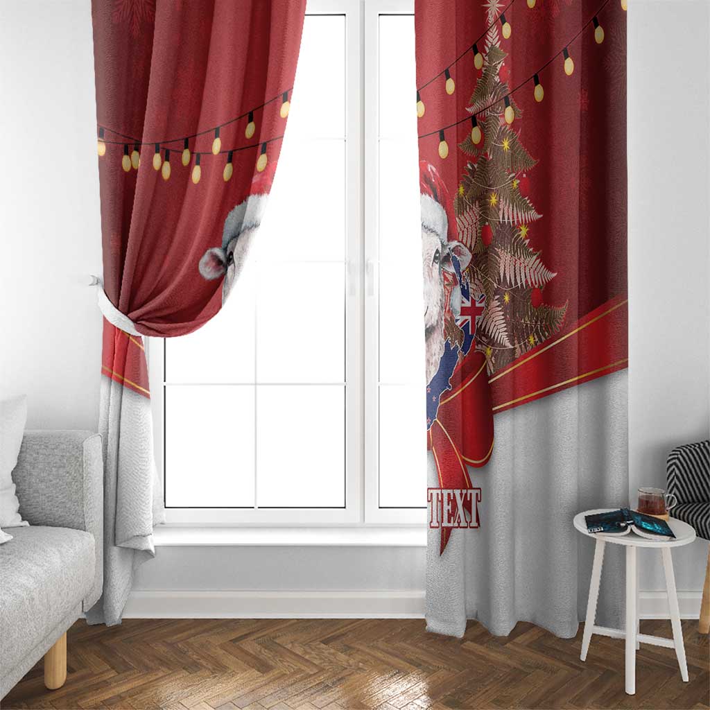 Personalized New Zealand Sheep Christmas Window Curtain Hipi Meri Kirihimete Silver Fern Xmas Tree - Polynesian Pride