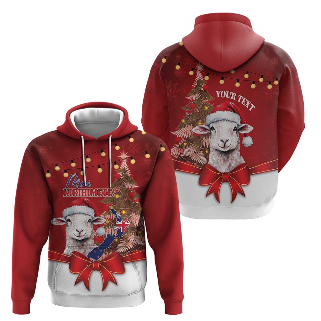Personalized New Zealand Sheep Christmas Zip Hoodie Hipi Meri Kirihimete Silver Fern Xmas Tree - Polynesian Pride
