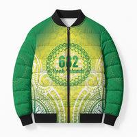 Cook Islands 682 Bomber Puffer Jacket Kuki 'Airani Area Code Proud LT14 Unisex Green - Polynesian Pride