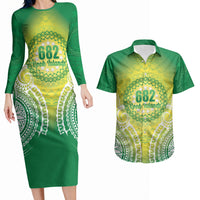 Cook Islands 682 Couples Matching Long Sleeve Bodycon Dress and Hawaiian Shirt Kuki 'Airani Area Code Proud