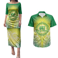 Cook Islands 682 Couples Matching Puletasi and Hawaiian Shirt Kuki 'Airani Area Code Proud LT14 Green - Polynesian Pride