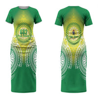 Cook Islands 682 Couples Matching Short Sleeve Bodycon Dress and Hawaiian Shirt Kuki 'Airani Area Code Proud