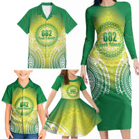 Cook Islands 682 Family Matching Long Sleeve Bodycon Dress and Hawaiian Shirt Kuki 'Airani Area Code Proud