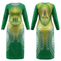 Cook Islands 682 Family Matching Long Sleeve Bodycon Dress and Hawaiian Shirt Kuki 'Airani Area Code Proud