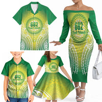 Cook Islands 682 Family Matching Off The Shoulder Long Sleeve Dress and Hawaiian Shirt Kuki 'Airani Area Code Proud LT14 - Polynesian Pride