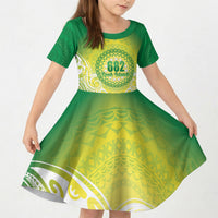 Cook Islands 682 Kid Short Sleeve Dress Kuki 'Airani Area Code Proud