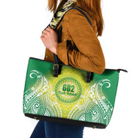 Cook Islands 682 Leather Tote Bag Kuki 'Airani Area Code Proud LT14 Green - Polynesian Pride